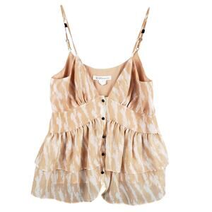 BCBG Generation Size XS Ruffled‎ Peplum Babydoll Tank Top Pink Cream Romantic